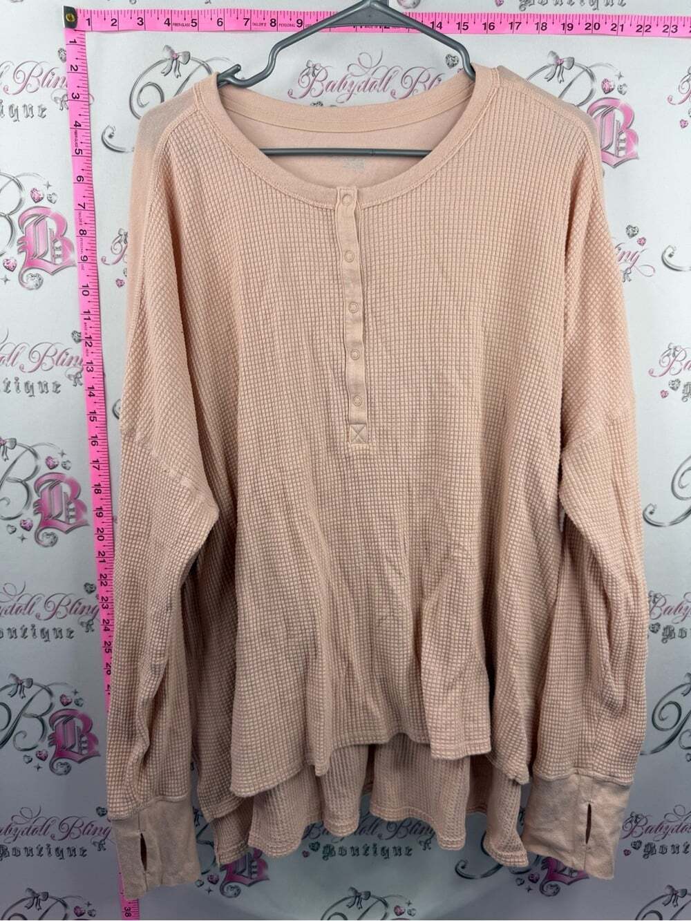 AMERICAN EAGLE offline babydoll shirt waffle knit Long Sleeve Henley Waffle Top